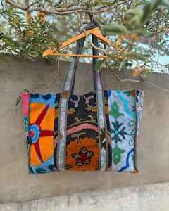 Sacs fourre-tout en tissu brodés à la main avec poignée supérieure et petite poche, sacs à bandoulière pour le shopping, accessoires pour femmes - Product Image 5