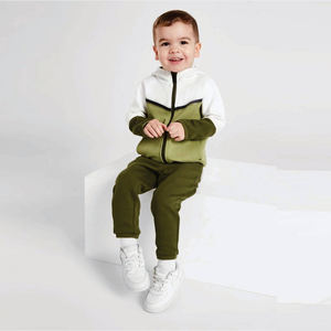 Ensemble survêtement vert et blanc pour enfants, deux pièces, veste zippée et pantalon de jogging, vêtements de sport décontractés, tenue de sport pour garçons - Product Image 2