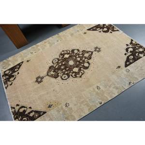 พรมขนสัตว์6.1ft สีเบจสีน้ำตาลคลาสสิกขนาด4.5 x แบบตุรกีดีไซน์แบบเย็บปะติดสำหรับทางเข้าห้องนั่งเล่นหรือห้องนอน - Product Image 2