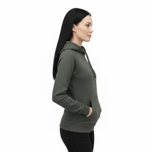 Sudadera con capucha negra de ébano para mujer, diseño de logotipo personalizado, corte ajustado, forro polar de algodón grueso, venta al por mayor, sudadera con capucha bordada - Product Image 3