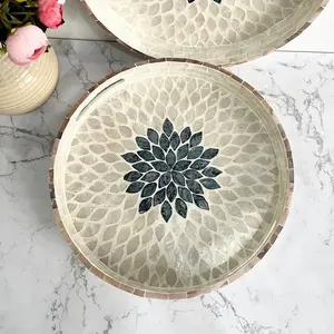 Bandeja de nácar más vendida, bandeja de servicio negra, diseño y color personalizados en la fábrica artesanal HNH - Product Image 4