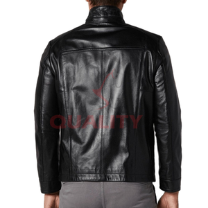 Nouvelle arrivée 2025 veste en cuir avec fermeture à glissière avant et poches silhouette ajustée parfaite pour la superposition en toutes saisons à vendre - Product Image 3