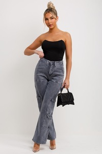 Fabricant de jeans personnalisé taille haute ample surdimensionné délavé à l'acide pantalon vintage en denim à jambes larges pour femmes - Product Image 4