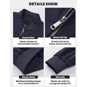 Blousons bombardier grande taille bleu marine pour hommes vêtements de mode en nylon polyester vêtements de rue blousons bombardiers d'hiver chauds pour adultes - Product Image 6