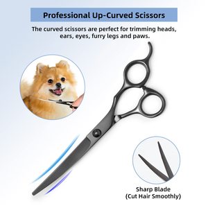 Ciseaux de toilettage pour chiens professionnels en acier inoxydable 440c de 7 pouces avec peigne, kit de ciseaux à effiler pour la coupe des poils des animaux de compagnie, chats - Product Image 3