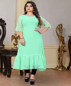 Rich Look nueva llegada última tendencia tradicional y festivales desgaste Color verde bordado trabajo Kurti con Dupatta para ropa femenina Shalwar Kameez - Product Image 2
