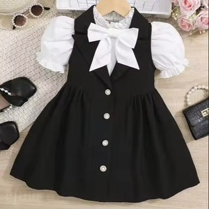 NUEVO IMPRESIONANTE DISEÑO DE BEBÉ NIÑA TELA DE ALGODÓN ELEGANTE TOP BLANCO CON VESTIDO NEGRO CON PUFFY EN MANGA CORTA @ 2024 - Product Image 1