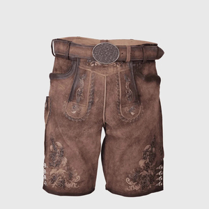 Shorts en Lederhosen bavarois pour hommes, style urbain, nouveau modèle, motif uni, respirant, en toile PVC/cuir de vachette, vente en gros - Product Image 1