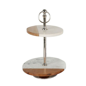 Support de rangement rond à 3 niveaux en bois et métal rustique et écologique - Product Image 6