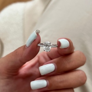 1กะรัตแหวนเพชรรูปไข่ทรงวงรีขนาด14K 1CT วงรีทรงวงรี F-VS1ได้รับการรับรองจาก CVD - Product Image 6