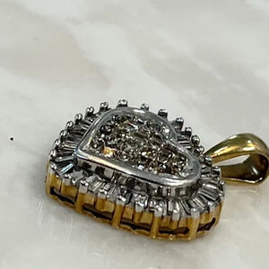 จี้หัวใจเพชรธรรมชาติ10K สีเหลืองทองหัวใจจี้ทองชุบทองเครื่องประดับแฟชั่นสำหรับผู้หญิง - Product Image 1