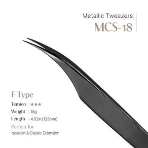 Pinzette Metalliche in Acciaio Inox MCS-18 a Forma di F con Punte Appuntite, Applicatore per Ciglia, Pinzette per Ciglia Voluminose in Fibra e Acciaio - Product Image 2