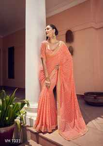 2022 concepteur de qualité supérieure vêtements de mariage doux Georgette Leheriya broderie bordure Saree indien/pakistanais vêtements fêtes chaudes - Product Image 3