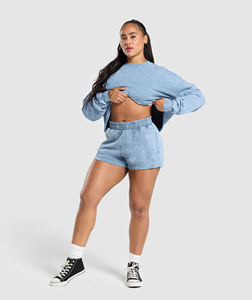 Jersey de cuello redondo sólido lavado de felpa francesa de algodón 100% para mujer Sudadera con logotipo personalizado 450GSM Cropped Boxy Drop Shoulder Hoodie - Product Image 4