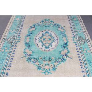 Alfombra Vintage, Alfombra Turca de 6.5x9.9 pies, Alfombra de Lana Azul y Blanca Estilo Suroeste - Product Image 5