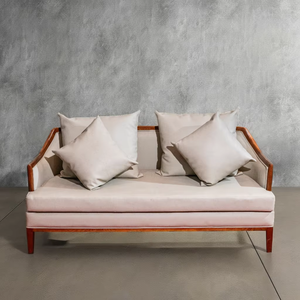 ที่นั่งโซฟาหนังไม้แอช2-Seater หรูหราพร้อมกรอบตกแต่งสำหรับห้องนั่งเล่นโรงแรมหรือเฟอร์นิเจอร์วิลล่า - Product Image 1