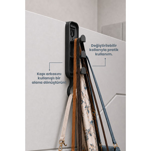 Ensemble d'organisateurs de placard multifonctionnels en plastique avec cintres pour foulards et ceintures, et crochets adhésifs pour porte - Product Image 2