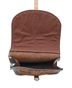 Superventas de alta calidad de cuero genuino Western Trail Tooling Carving Horse Saddle Bag - Product Image 5