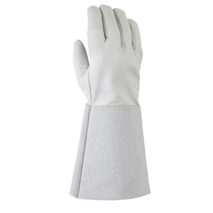Gants de soudage Tig XL imprimés avec logo personnalisé, cuir de vache fendu résistant à la chaleur, équipement manuel de protection à vendre - Product Image 3