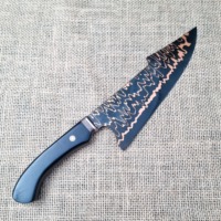 Couteau de chef professionnel fait main de haute qualité en acier inoxydable avec motif en cuivre, manche en ébène, lame de 8 pouces, ambidextre