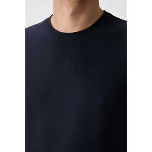 Navy Blue Oversize Fit Basic Men's <b>Waffle</b> Interlock Textured T-<b>Shirt</b> 100% Cotton-88379 - Product Image 4
