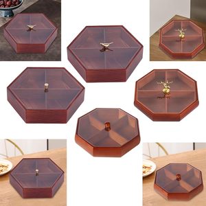 Plateau de service divisé avec couvercle, plateau de rangement pour casse-croûte avec poignée d'oiseau, plateau de fête pour chinois - Product Image 2