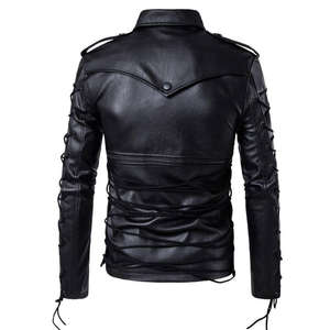 Veste en cuir pour homme en cuir de vache véritable, toile de qualité supérieure, style moto et motard, capuche d'hiver - Product Image 5