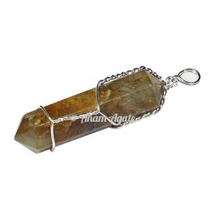 Chakra Collé Double Pointu Feng Shui Pendentif Sculpté Agate Gemstone Wrap Style - Product Image 5