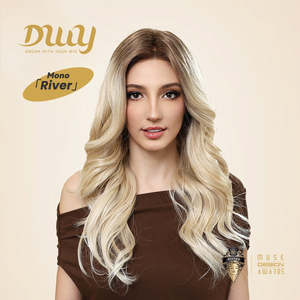 River-DWY Long Wavy Blonde Glueless Synthetic <b>Wig</b> Transparent Lace Front Free Part with Free Part and Lace Front Design - Product Image 4