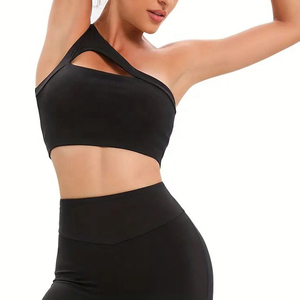 Women's High Quality Summer Sports Bra Quick-Drying High Waist Slim Fitness One <b>Shoulder</b> Top New Style <b>Padded</b> Spandex Breathable - Product Image 6