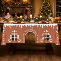 Nappe de Noël en polyester motif maison de pain d'épices, plusieurs styles, pour décorations de table de fête et de dîner