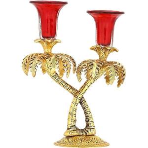 Portavelas de Metal hecho a mano de estilo de lujo con acabado dorado de diseño Premium, compra para usos de decoración del hogar - Product Image 2