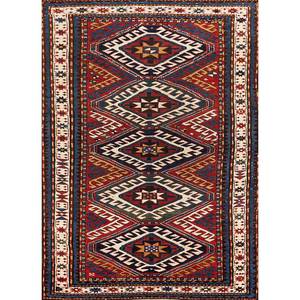 Alfombras de Lana Anudadas a Mano Aalam, Diseño Geométrico Abstracto Rojo y Naranja, Rectangulares de 9x12, para Pasillo, Dormitorio, Paem-276 - Product Image 1