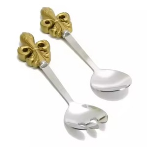 Juego de cubiertos de metal brillante de primera calidad, cuchara de acero inoxidable de lujo, tenedor, cuchillo, vajilla para una experiencia gastronómica moderna - Product Image 1