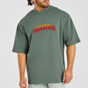 T-shirt de qualité supérieure 100% coton 260GSM, coupe ample et ample, pour hommes, épaules tombantes, imprimé, coupe ample, style hip-hop, pour hommes - Product Image 1