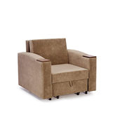 Fauteuil moderne en tissu ouvrable avec rangement, beige, pieds en métal, pour salon et hôtel