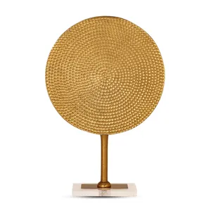 Producto más vendido, soporte de escultura redonda de Metal con acabado dorado, decoración de mesa de oficina en casa, regalo de boda, arte de pared - Product Image 1