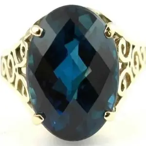 Vente en gros de topaze bleue en argent sterling 925 topaze bleue hydro bague véritable bague en pierres précieuses bijoux pour femmes