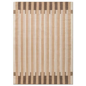 พรมขนสัตว์ทอแบบเรียบสีเทาและสีดำ รุ่น Indusbar ADWL-91 ลายทางแบบนามธรรม พรมปอกระเจาสำหรับบ้าน รูปทรงสี่เหลี่ยมผืนผ้า สำหรับปูพื้นทางเดิน - Product Image 1