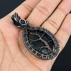 <b>Black</b> <b>Obsidian</b> Life Tree Pendant <b>Necklace</b> Unique Designer Handmade Copper Wire Wrap for Nature Lovers All Sizes Available Gift - Product Image 5