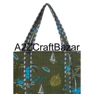 Sac fourre-tout à bandoulière en coton matelassé fait main pour femmes, sac de shopping écologique bohème indien avec imprimé en bloc - Product Image 2