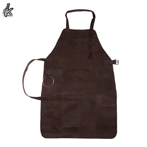 Custom Logo Adjustable <b>Leather</b> <b>Apron</b> with Pockets High Quality Genuine <b>Leather</b> for Chef and BBQ Material - Product Image 2