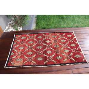 พรมวินเทจ, พรมตกแต่งขนาด 3.2x5.1 ฟุต พรมตุรกี, พรมลายพรางสีแดงทำจากขนสัตว์ - Product Image 3