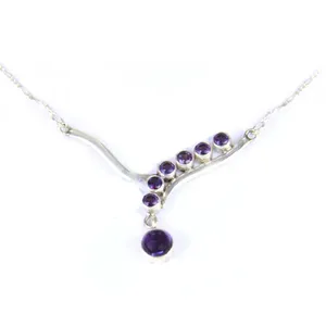 Collar con Colgante de Amatista en Plata 925 de Art Palace, Cadena de Serpiente Plateada, Joyería de Boda para Mujer, Estilo Minimalista y Moderno - Product Image 3