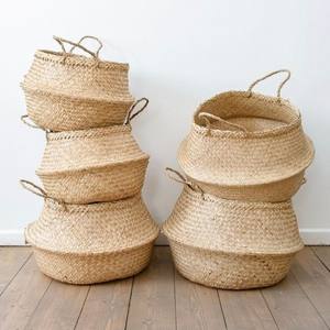 Cesta de algas marinas para almacenamiento de ropa, precio barato, cestas de paja de rafia de hierba marina multifuncional - Product Image 1