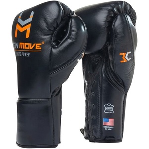 High Quality Adult Leather Professional Boxing <b>Gloves</b> Cowhide Hook Loop Closure <b>Type</b> Customized Logo Design MMA KickBoxing - Product Image 1