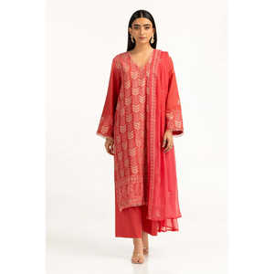 Traje Casual de Verano de 3 Piezas Bordado para Mujer, Color Rojo - Product Image 5