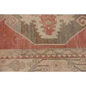 Alfombra Turca Vintage, Alfombra de 3.1x10.4 pies, Alfombra Roja con Diseño Floral - Product Image 5