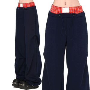 Men's <b>Elastic</b> <b>Waist</b> Double <b>Belt</b> Wide Leg Lightweight Casual Streetwear Sweatpants High Baggy Trouser Pajama Jogging - Product Image 1