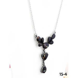 Collier artisanal Southwest en argent sterling noir avec perles en forme d'ancrage et de chiffres, chaînes classiques - Product Image 3